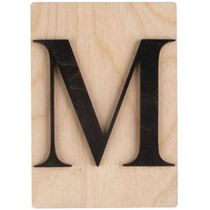Rayher Houten letter op plaat - W