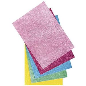 Rayher 53960000 glittervilt, 5 platen, op kleur gesorteerd (roze, turquoise, meigroen, zonnegeel), 21 x 30 x 01 cm, 100% polyester