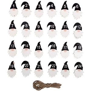 Rayher Adventgetallen 1-24 ivoorklemmen, 2,8 x 4,5 cm, tas 1 set, kleurrijk, 46658999