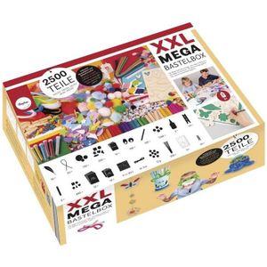 Rayher XXL-Mega knutseldoos, 2.500 delen, knutselset kinderen, creatieve set, chenilledraad, pompons, veren, wiebelogen, pailletten en nog veel meer, knutselen kinderverjaardag, 69251000