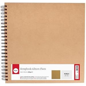 Rayher Scrapbooking album, 30,5 x 30,5 cm, 40 vellen (80 pagina's), zuurvrij, oplosmiddelvrij, fotoalbum, spiraalalbum van kraftpapier, album zelf vormgeven, bruiloft, doop, verjaardag, 60681000