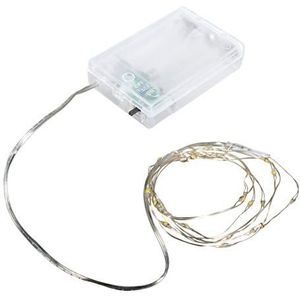 Rayher 69228159 Mini LED-lichtketting met draad/timer, lichtgeel, 130 cm, 20 LED's, werkt op batterijen, natuur, normaal