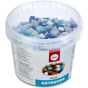 Rayher 1453008 Artdecor mozaïek mix 1x1cm, ca.1500stuks, blik 1kg, Blauwe tinten,Blauw