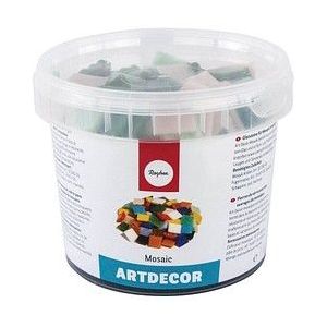 Rayher Hobby Rayher Artdecor mozaïek mix 2x2cm, ca.350stuks, blik 1kg, glasmozaïek, glazen stenen, groentinten, 1453113
