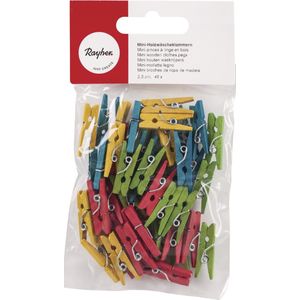 Rayher Houten wasknijpers 25 mm. 354 - 49 kleuren assorti