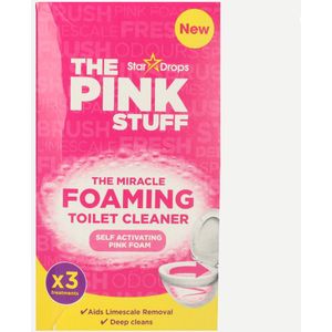 The Pink Stuff - Toiletreiniger ‘foam’ - Met ""selfactivating pink foam"" - 3 zakjes/ beurten - Helpt kalksteen verwijderen