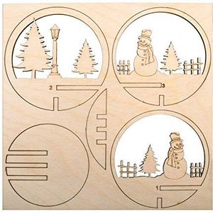 Rayher 63059505 - Houten steekdelen Sneeuwman - Doorsnede 7,5cm - 5-delig