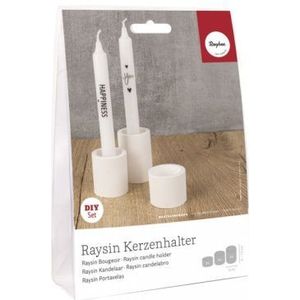 Rayher 34472000 Knutselset voor theelichtjes en staafkaarsen, 1 gietvorm, Raysin gietpoeder, kaarsentransferfolie, 34472000 naturel