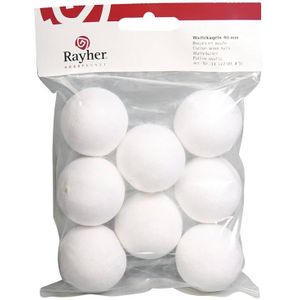 Rayher - Wattenballen - Wit - 40 mm - 8 Stuks