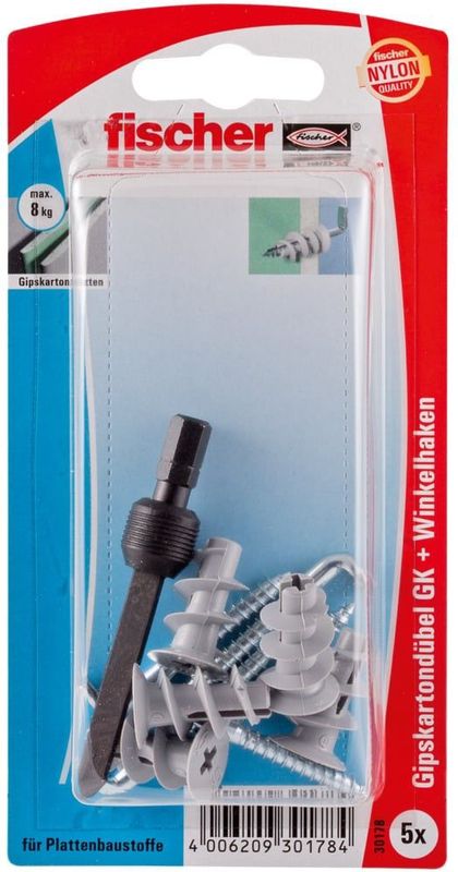 Fischer 5x Gipskartondübel GK WH mit Winkelhaken - 30178