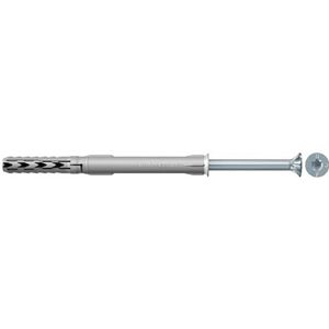 fischer 50 stuks SXR langschachtpluggen 10 x 200 T, hoogwaardige spreidpluggen met bijpassende verzonken schroef, nylon pluggen voor optimale grip bij bevestigingen in beton, baksteen en metselwerk,