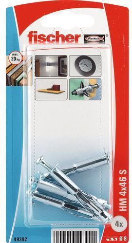 Fischer Metalen Hollewandplug Met Metrische Schroef Hm-s 4x46mm 4st.