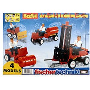 fischer technik basic vehicles - bouwdoos - modelbouwkist - Vorkheftruck Straatwals, Sneeuwschuiver en Tankwagen