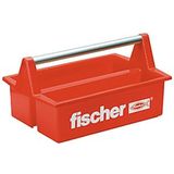 fischer Mobibox WZK gereedschapskist met aluminium handvat, een handige en robuuste kunststof toolbox voor het vervoeren van gereedschap en kleine onderdelen, rood, 1 stuk