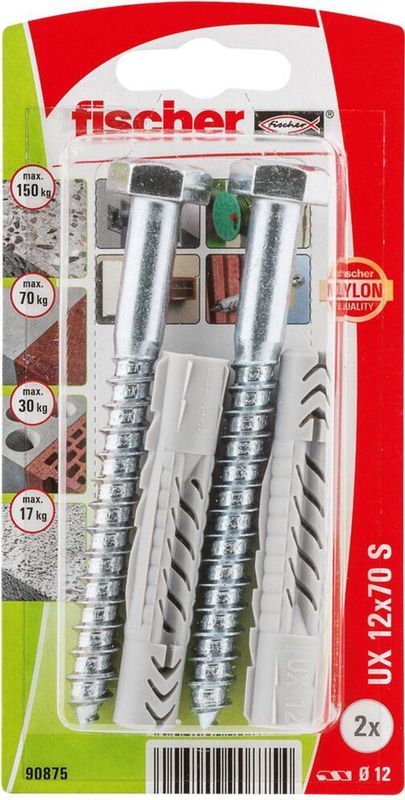 Fischer 090875 UX 12 x 70 S K NV Universele pluggen 70 mm 1 set(s)