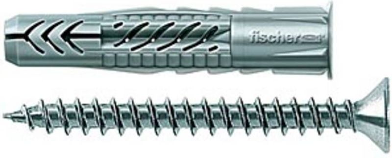 10x Universaldübel ux 10X60 r S/20 mit Rand und Schraube - 94761 - Fischer