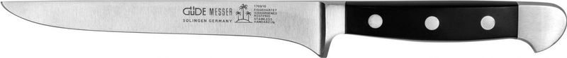 GÜDE - ALPHA - Uitbeenmes - Zwart - 16 cm, Handgemaakt Duitsland, Dubbele Bolster, IJsgehard Staal