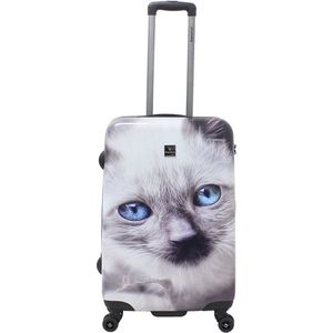 Saxoline Harde Koffer / Trolley / Reiskoffer - 67 cm (Medium) - White Cat - Wit