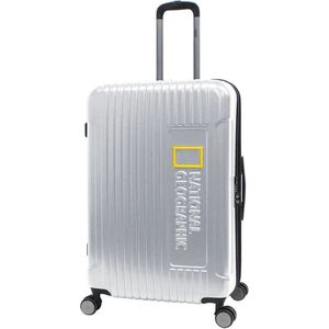 National Geographic Harde Koffer / Trolley / Reiskoffer - 77 cm (Extra Large) - Canyon - Zilver