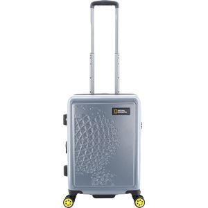 National Geographic Handbagage Harde Koffer / Trolley / Reiskoffer - 55x38x20cm - Globe - Zilver