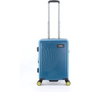 National Geographic Handbagage Harde Koffer / Trolley / Reiskoffer - 55x38x20cm - Globe - Blauw