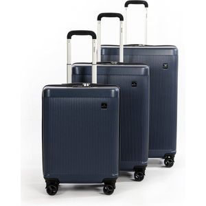Saxoline Kofferset 3 Delig - Reiskoffer Set - Harde Kofferset - Trolleyset - Algarve- Blauw