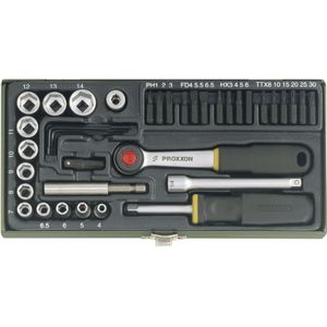 Proxxon - Dopsleutelset - 39-delig - Koud Gesmeed Staal - Compacte Stalen Doos