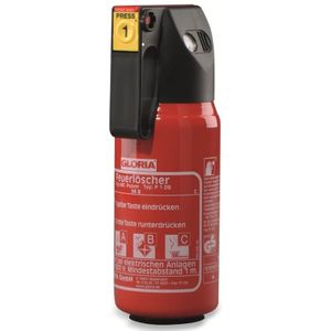 GLORIA Feuerlöscher P1DB, Pulver, 1 kg, Brandklasse 8A, 34B, mit Kfz-Halter
