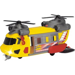 Dickie Toys 203306004 Reddingshelikopter met draaibaar voorlicht en geluid, inclusief lier, batterijen, 30 cm, vanaf 3 jaar, meerkleurig
