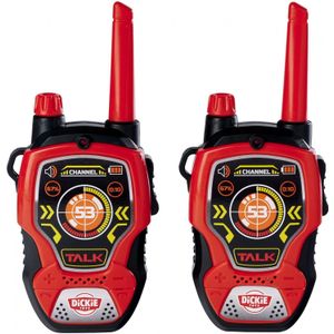 Dickie Toys - Walkie Talkie Fun, rood/zwart, 2 stuks, 16 cm, 2.4 GHz, bereik 100m, ruisonderdrukking, vanaf 3 jaar