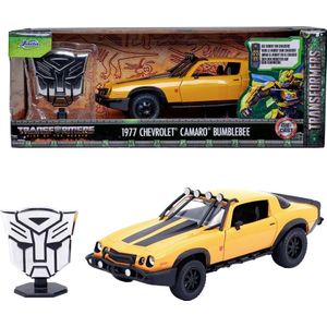 Jada Toys Transformers Bumblebee Auto (T7) - 1977 Chevrolet Camaro uit Transformers 7: Opkomst van de beesten, De Cast modelauto vanaf 8 jaar met verzamelmunt, 1:24, 20 cm, geel