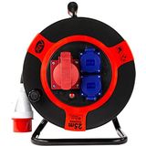 REV - Kabelhaspel EX - Rood - 25m - H07RN - IP44 - 9000W - Outdoor met 1 CEE en 2 geaarde stopcontacten