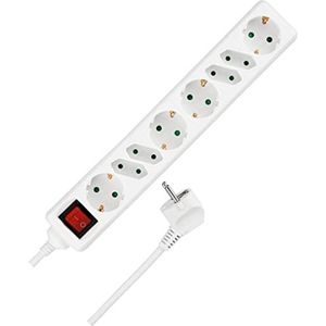 REV 00124815 Stekkerdoos, meervoudige stekkerdoos 8-voudig, 5 m, 3500 W, wit
