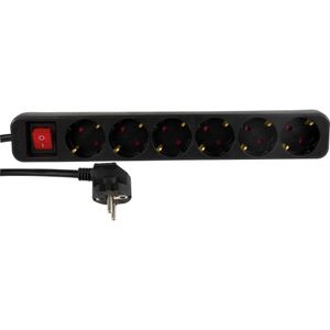 REV 00125171 Stekkerdoos, 6-voudig, 1,4 m, 14000 A, 3500 W, zwart