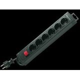 Stekkerdoos - Zwart - Kunststof - 6 Stopcontacten - 2,4 Meter Kabellengte