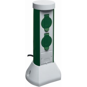 REV Ritter GreenCraft 2-voudig stopcontact | buiten | stekkerdoos | tuincontactdoos | 2 spatwaterdichte geaarde contactdozen | grijs-groen