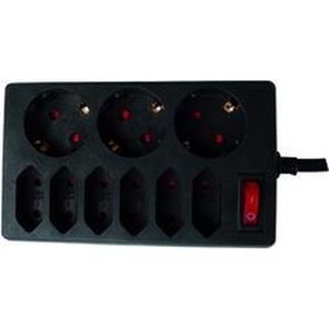 Meervoudige Stopcontact - Wit - Kunststof - 9 Geaarde Stopcontacten