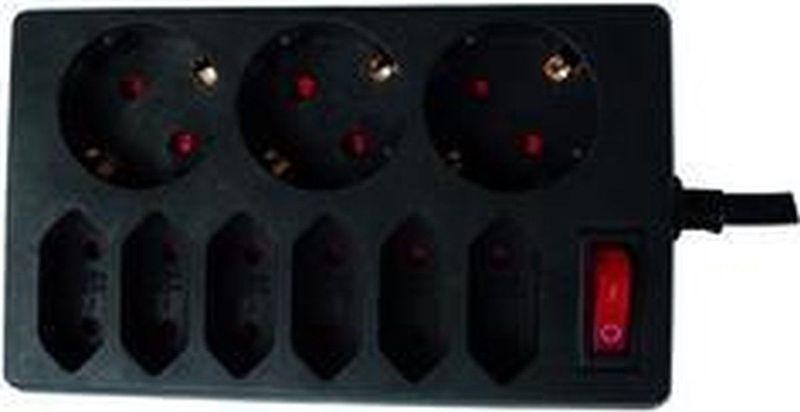 Meervoudige Stopcontact - Wit - Kunststof - 9 Geaarde Stopcontacten