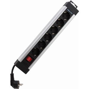 REV - Stekkerdoos - 6-Voudig - Zilver/Zwart - Kunststof - 2.40 m