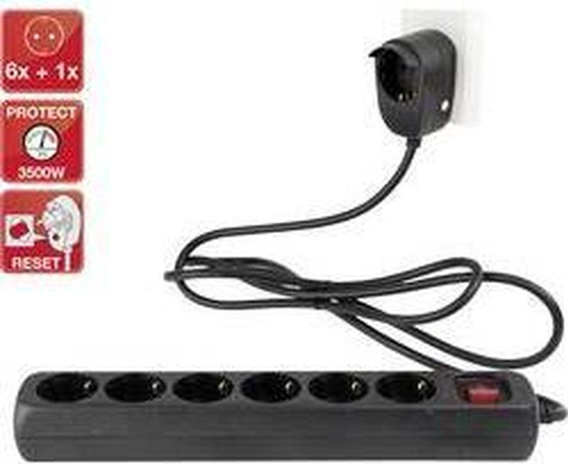 Stekkerdoos - Wit - Kunststof - 6 Geaarde Stopcontacten