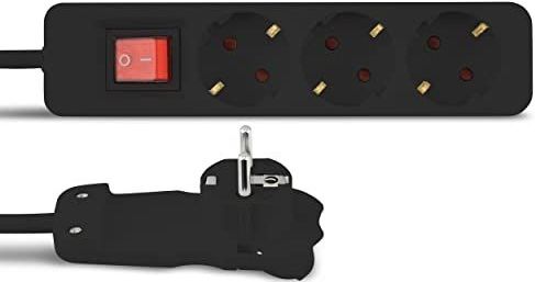 Stekkerdoos - Flat - 2,0 m - Plankleur - Kunststof - Met Schakelaarfunctie