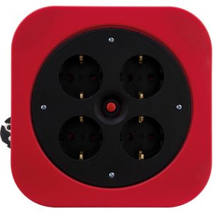 REV - Kabelhaspel - Rood - 4 Geaarde Stopcontacten - 10 m