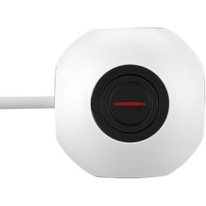 REV PowerGlobe, stekkerkubus, ronde stekkerdoos met schakelaar, 1,4 m, 3500 W, zwart-wit