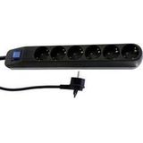 Stekkerdoos - 6 Stopcontacten - Slagvast Kunststof - Verlichte Schakelaar