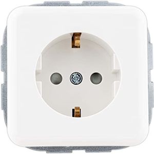 REV Vario, stopcontact met afdekking, inbouw, wit
