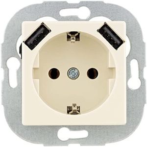 REV Ritter 0236400206 REV Quadro 2-voudig USB combi 2,1 ampère crèmewit stopcontact
