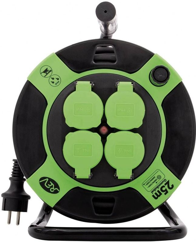 REV 0010215412 Kabelhaspel 25.00 m Zwart Randaarde stekker