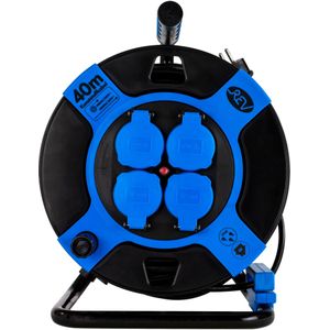 Kabelhaspel - Kunststof - 40 m - 4 Spatwaterdichte Contactdozen - IP 44