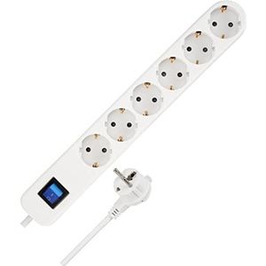 REV 0014640110 ICE, meervoudige stekkerdoos 6-voudig, kabel 5 m, max. 3500 W, wit