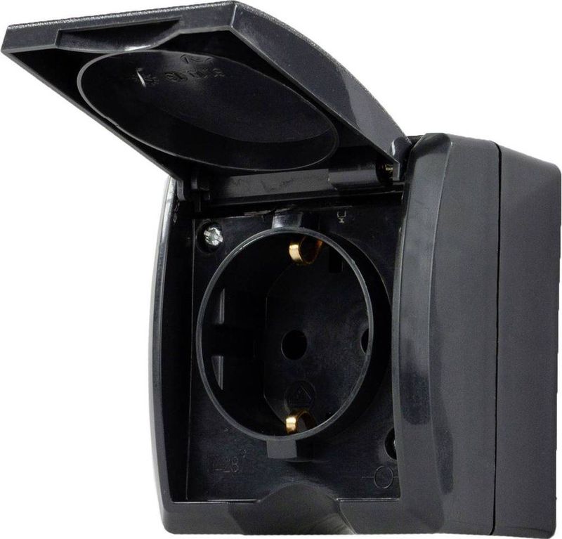 REV - Opbouwcontactdoos - Antraciet - IP44 - Spuitwaterdicht